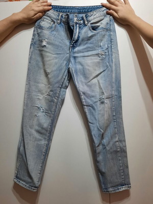 Jeans with sequins on pockets new, blue, size XS
