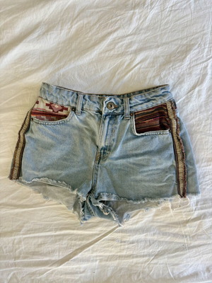 Bershka boho denim shorts, multicolor, size XS
