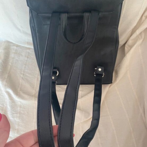 Black ladies handbag backpack like new with lace design and laptop pocket