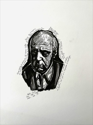 Seferis Hand Sketch with Lyrics, A4 Size New