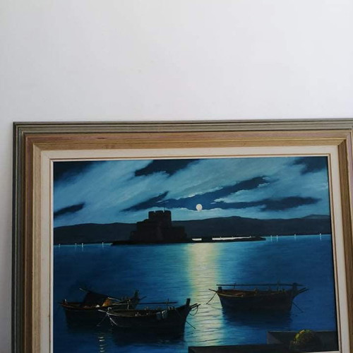 Painting N. Vrettos used 130×100 with Bourtsi Nafplio depiction