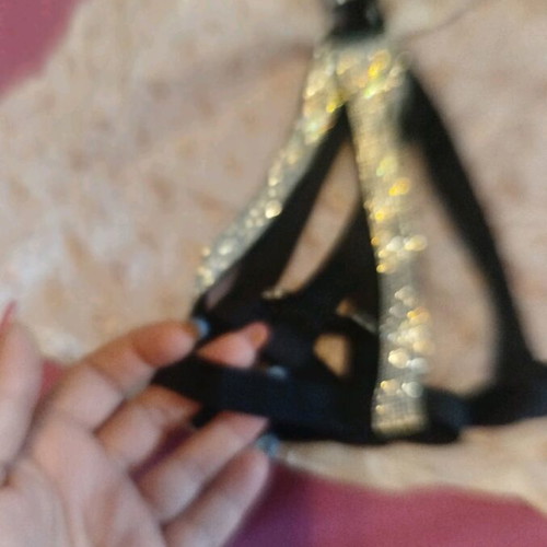 Med bra new with rhinestones, size 80B, black and silver