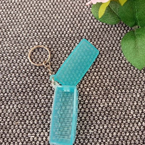 Tupperware mini container keychain, turquoise