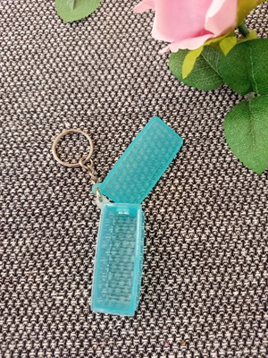 Tupperware mini container keychain, turquoise