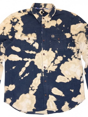 DC Shoes Bleach Tie-Dye Long Sleeve Shirt used, size L, blue