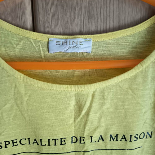 Shine 2gether women's blouse used, size M/L, white and yellow