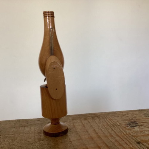 Vintage decorative wooden lamp souvenir from Metsovo