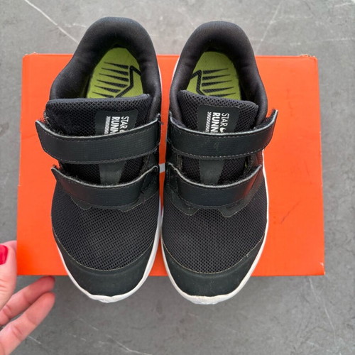 Nike athletic shoes used, size 27, black with velcro