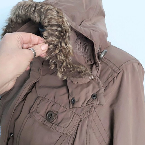 Cecil warm parka coat used, beige, large size