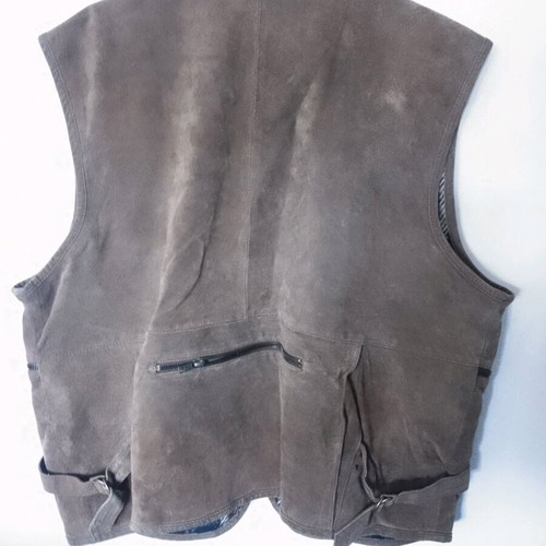 Leather vest XL used, brown, genuine leather