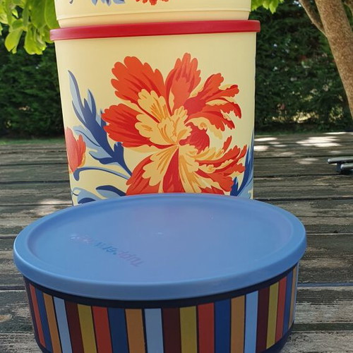 Tupperware floral set of 3 airtight containers, new