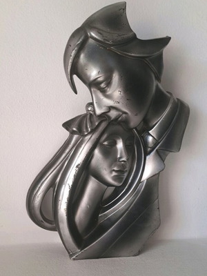 Figurine Couple Faces used, vintage Art Deco style