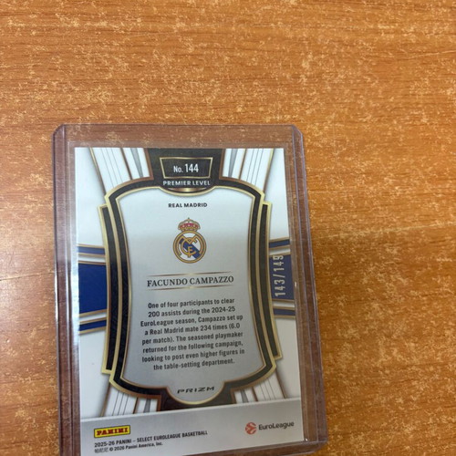 2025-26 Panini Select EuroLeague White Prizm #144 Facundo Campazzo card new