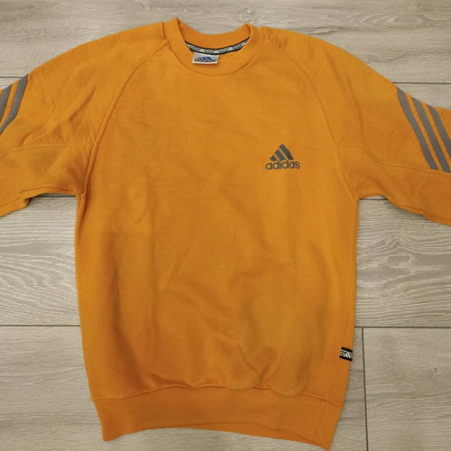 Adidas Y2K Three Stripe Crewneck sweatshirt used, orange/gray