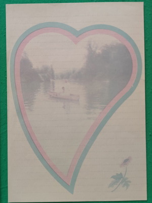 Vintage 1980s Romantic Heart Design Letter Paper