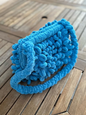 Handmade fluffy bag with inner lining, blue