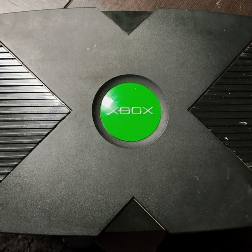 Original Microsoft Xbox console with controller and cables