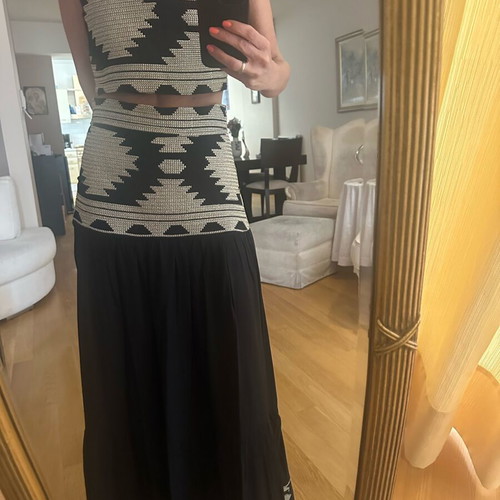 Anna Samouka set skirt with crop black cotton embroidered, like new