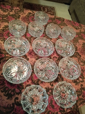 Vintage crystal bowls and serving plates like new, set of 11 pieces