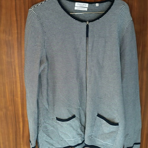 Christian Berg striped zip-up cardigan size 44 like new, white blue