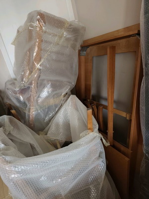 Dining set with 6 chairs used, missing glass