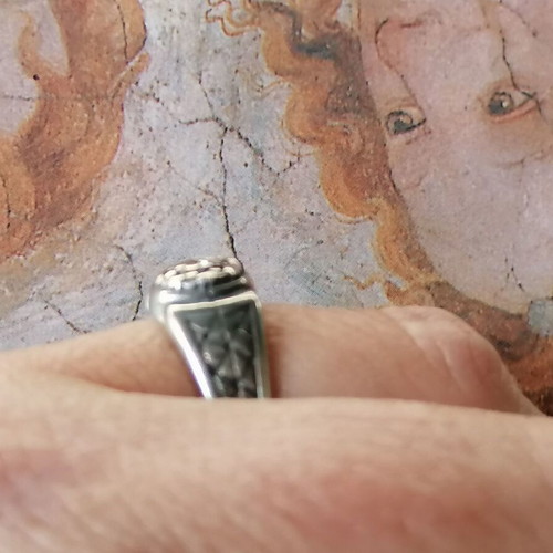 Men's Silver 950 Vintage Style Ring with Zircon New No 62 (US 10.5)