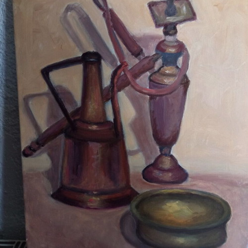 Oil painting on canvas used, still life by I. Choraïtou
