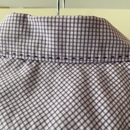 Women's checked shirt purple white 3/4 sleeve like new Clarina Collection