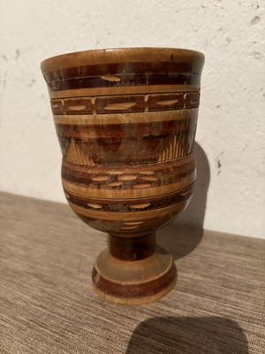 Wooden mortar used, large, decorative and functional