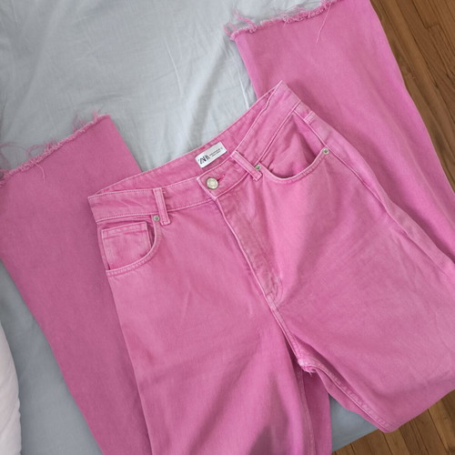 Zara pink wide leg jeans like new, size 38