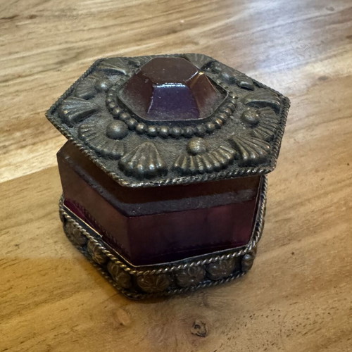 Vintage storage box used with embossed designs