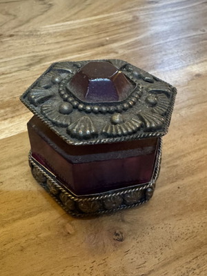 Vintage storage box used with embossed designs
