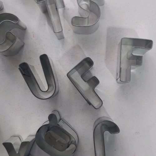Set of stainless steel cookie cutters English alphabet like new