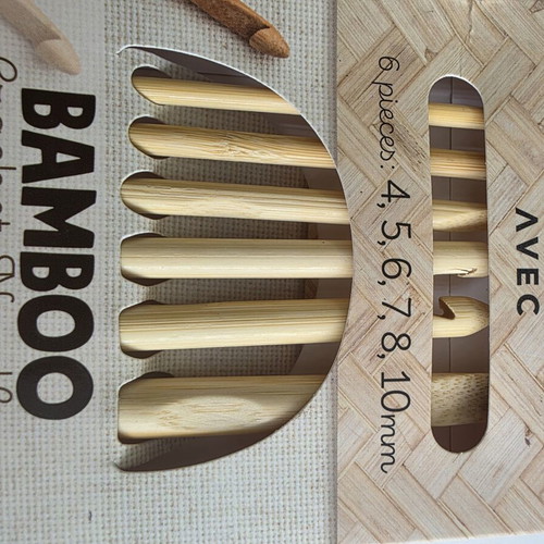 Avec bamboo crochet hook set, 6 pieces, sizes 4-10 mm
