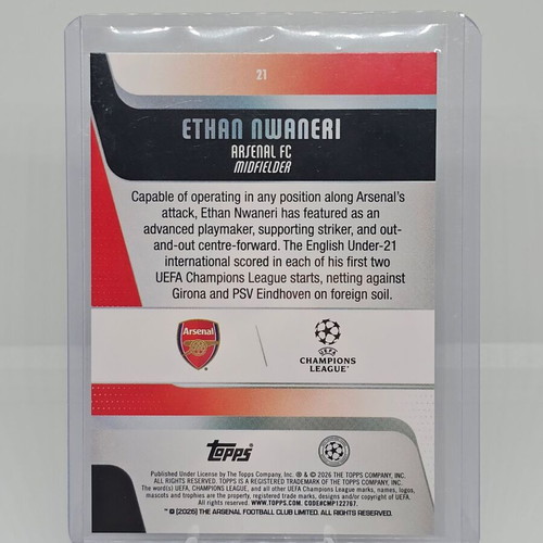 Ethan Nwaneri Future Stars Gold Refractor Parallel Topps Chrome UEFA card