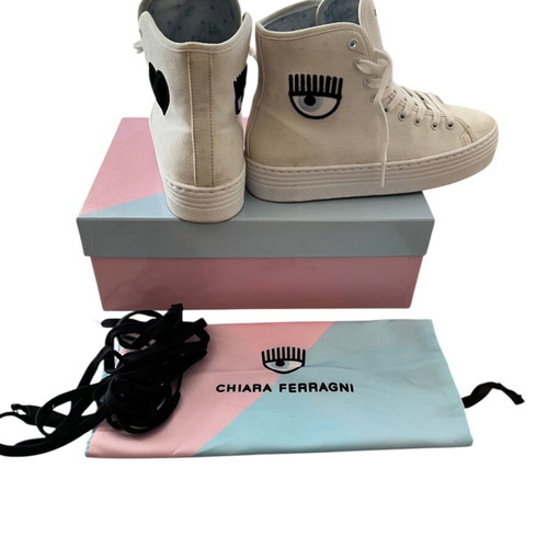 Chiara Ferragni women's white sneakers like new, size EU37