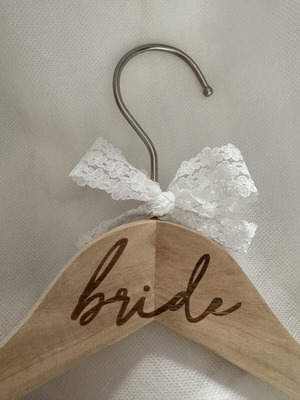 Bride & Groom wooden hanger with laser engraving, new