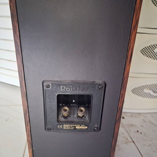 Roister speakers used, set of 2, floor-standing with wooden finish