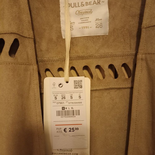 Vest with fringes Pull & Bear new, beige, size S