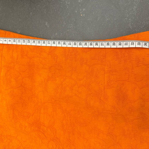 Karen Millen mini skirt orange brocade like new, UK size 12