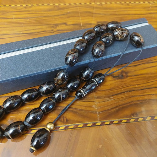 Yiousouri Worry Beads (Black Coral) New with 21+1 Beads and Papa
