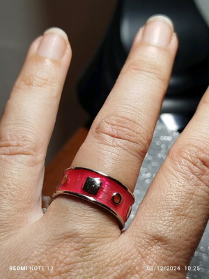 Ring with pink enamel used