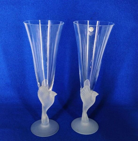 Ζευγάρι ποτήρια σαμπάνιας Sasaki Crystal "Wings Clear" Japan 80'.