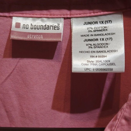 No Boundaries women's shirt pink like new, size L