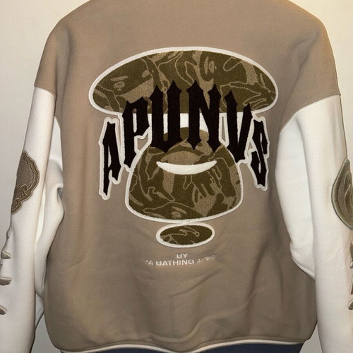 AAPE Dope Fleece Varsity Jacket brand new, size L, beige