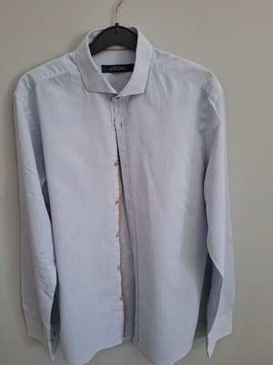 Σετ ανδρικά πουκάμισα σαν καινούργια, σιέλ, μεγέθη 40 και L