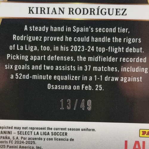 Panini Select La Liga Soccer Equalizers Kirian Rodriguez Red Wave Prizm 2024-25