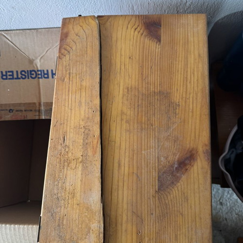 Vintage wooden box with broken lid