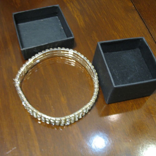 Elastic anklet with three rows of rhinestones new