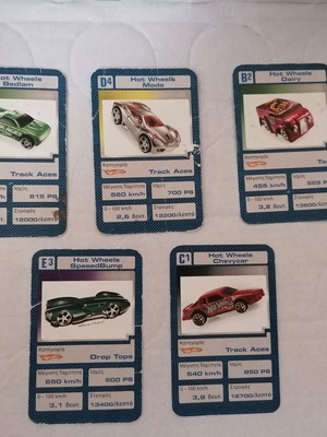 Hot Wheels used game cards